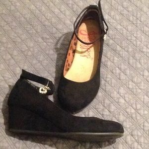 Girls Black Suede Platform Dress Shoes 3M
